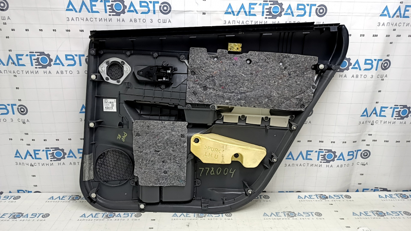 Door trim, rear left, Toyota Prius V 12-14, dark gray, dark gray leather insert, JBL, with handle, scratches, dented, scratch on the handle