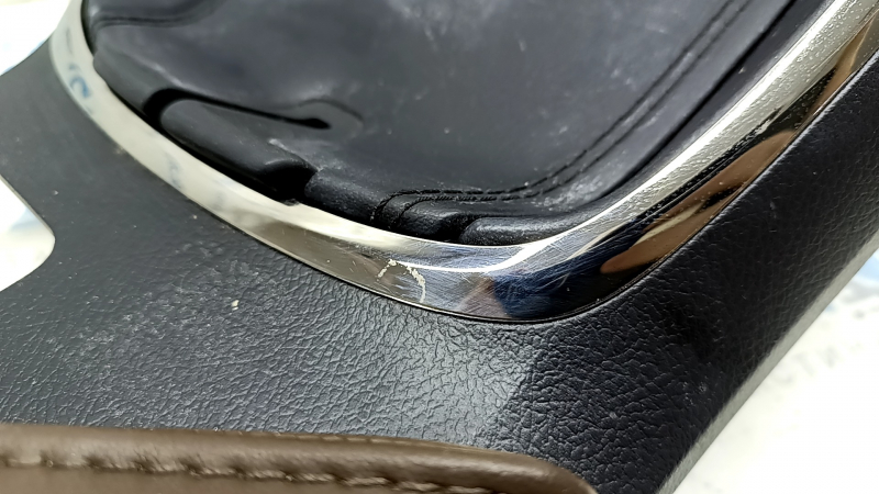 Toyota Avalon 13-18 black shifter trim, cup holders, and pockets, with brown leather cup holders, scratches
