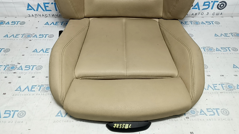 Driver's seat upholstery for BMW 3 F30 12-18, beige leather, heated, Sport, needs cleaning, cracked leather
