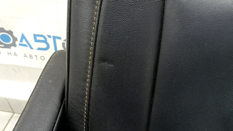 Rear seats, 2nd row, left, Toyota Highlander 14-19, black leather, separate, brown stitching, needs cleaning, dents, contact with water, scratches on the lining