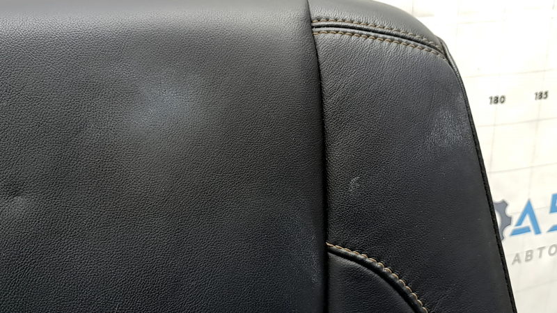 Rear seats, 2nd row, left, Toyota Highlander 14-19, black leather, separate, brown stitching, needs cleaning, dents, contact with water, scratches on the lining