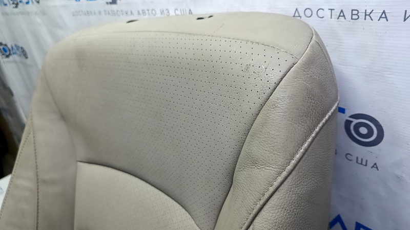 Honda Accord 13-17 passenger seat back upholstery, beige leather, perforated, heated, dry-cleanable