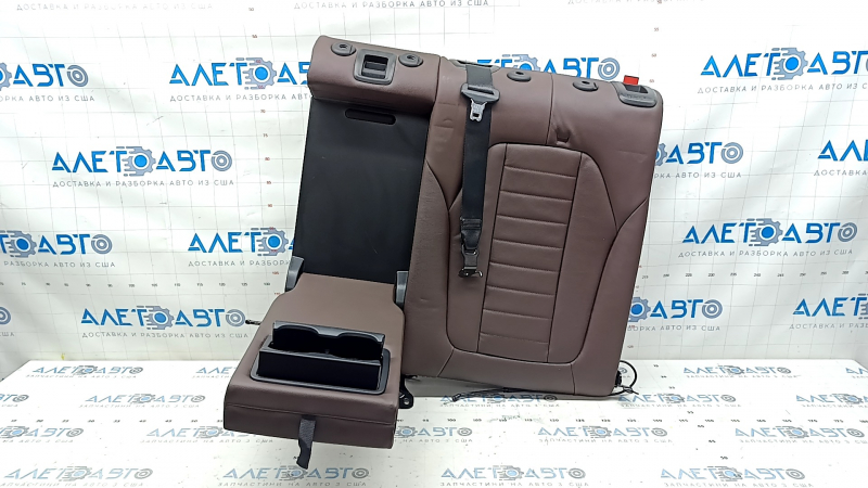 Rear seat, 2nd row, upper left, BMW X3 G01 18-21 leather, brown Vernasca Mokka, with belt, with armrest, dented leather