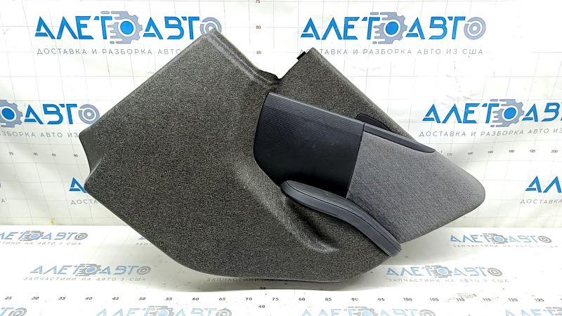 BMW i3 14-21 black rear right door trim, black leather armrest, gray cloth insert, with overlay
