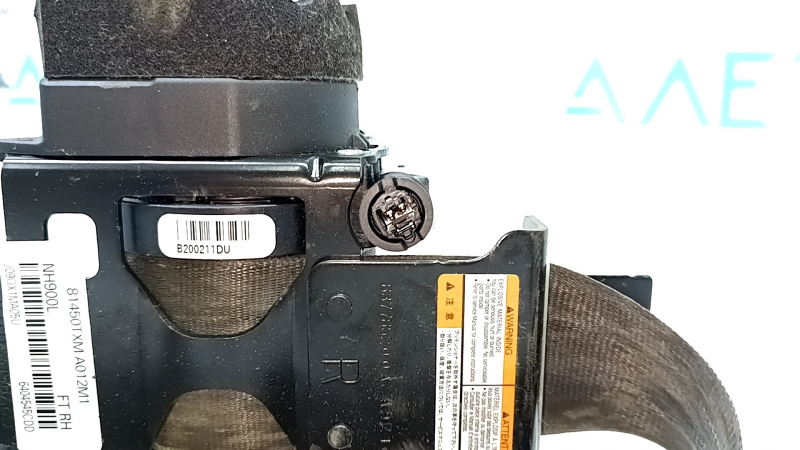 Honda Insight 19-22 black passenger seat belt with tensioner, water-resistant, dry-cleanable