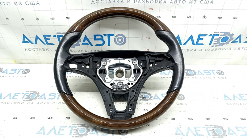 Mercedes W213 E 300/400/43 17-18 bare steering wheel with paddle shifters, non-heated, black leather, wood grain, with mount