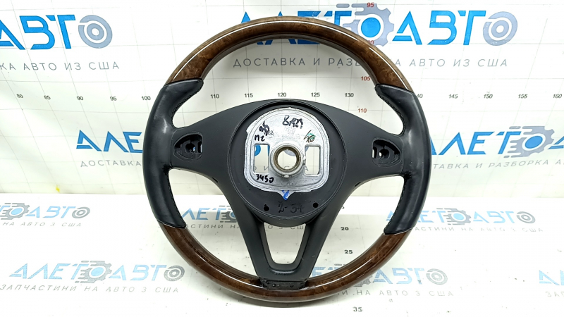 Mercedes W213 E 300/400/43 17-18 bare steering wheel with paddle shifters, non-heated, black leather, wood grain, with mount