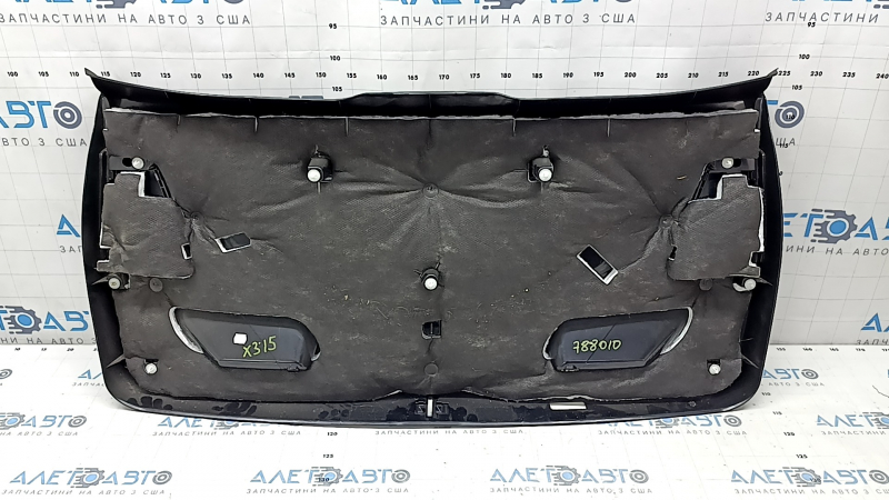 BMW X3 F25 11-17 black lower trunk lid trim for electric door, with plugs, scratches, broken mount