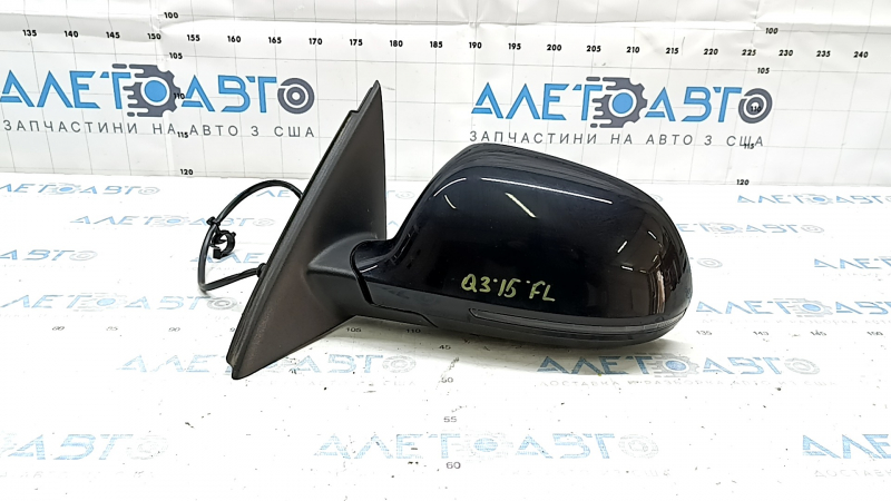 Left side mirror assembly for Audi Q3 8U 15-18, 6+2 pins, turn signal, heated, black