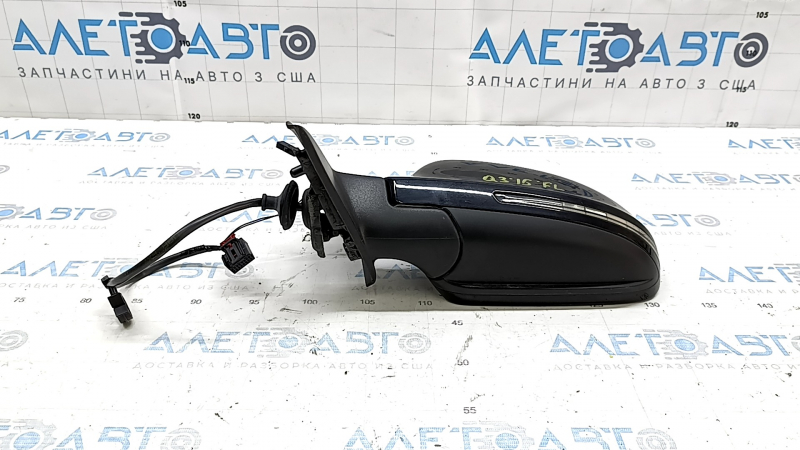 Left side mirror assembly for Audi Q3 8U 15-18, 6+2 pins, turn signal, heated, black