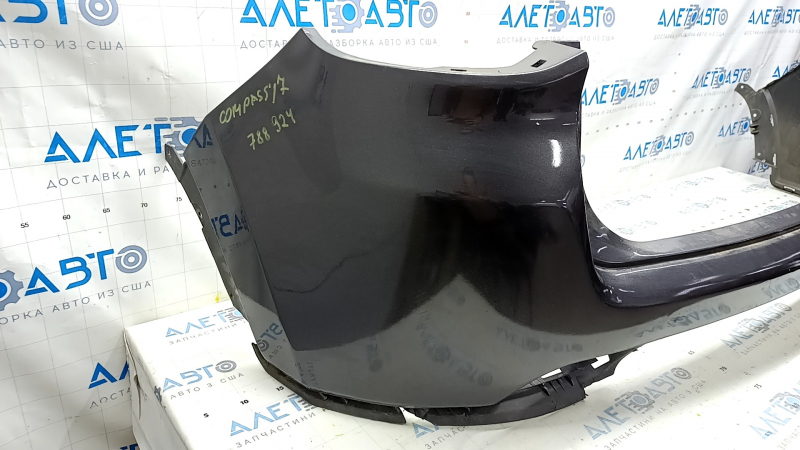 Bare rear bumper, upper part, Jeep Compass 17-20, without parking sensors, graphite, broken fasteners
