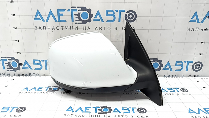 Right side mirror assembly for Audi Q7 4L 10-15 (15+2 pins), auto-folding, dimming, turn signal, heated, BSM, backlight, white, scratches