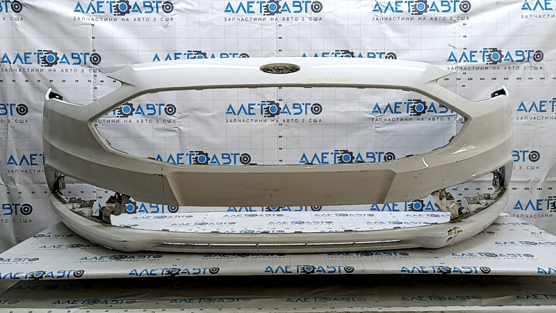 Front bumper, bare, Ford Fusion mk5 17-18, white, without parking sensors, scratches