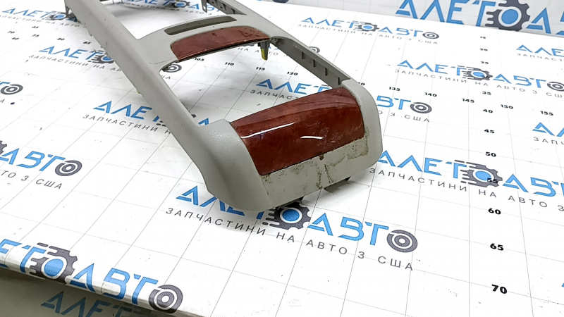 Upper center console trim for Lexus RX300 RX330 RX350 RX400h 04-08, gray, wood grain, chipped, needs cleaning