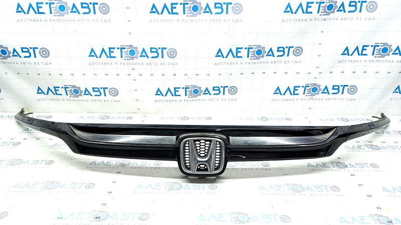 Honda Accord 18-20 Touring Upper Grille Moldings, Center Molding with Eyelashes, 7-Piece, Glossy, Dark Chrome, Sand