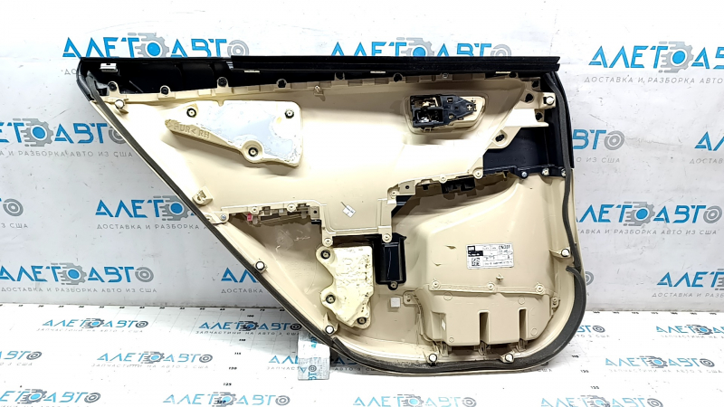 Door trim panel, rear right, Toyota Camry v55 15-17 USA, beige with beige plastic insert, beige rubber armrest