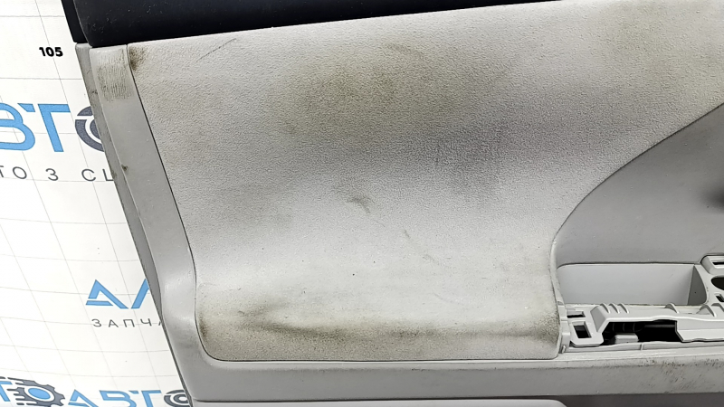 Front left door panel for Toyota Prius V 12-17, gray, gray velour armrest, with handle, scratches, dry-cleanable