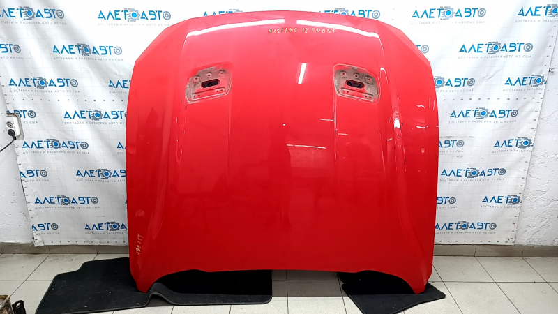 Naked hood Ford Mustang mk6 18-23, rest for air ducts, aluminum, red PQ, sand