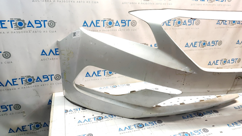 Front bumper bare Hyundai Sonata 15-17 SE white W8, cracks, breaks, broken fasteners