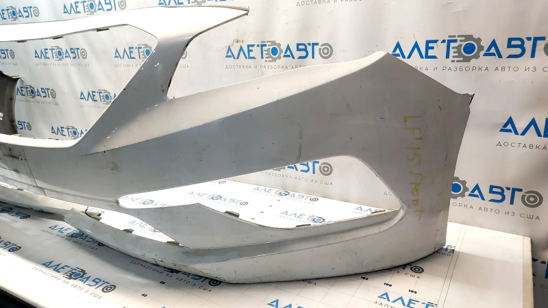 Front bumper bare Hyundai Sonata 15-17 SE white W8, cracks, breaks, broken fasteners