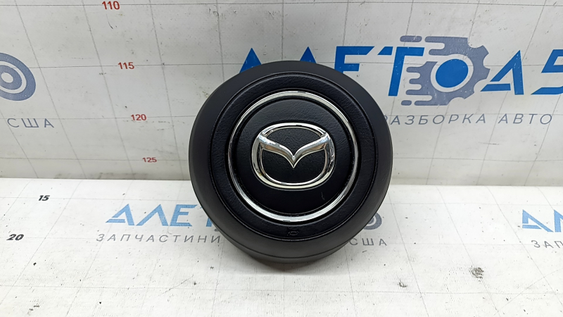 Mazda CX-5 19-25 black steering wheel airbag with chrome trim, scratches, rusty piston