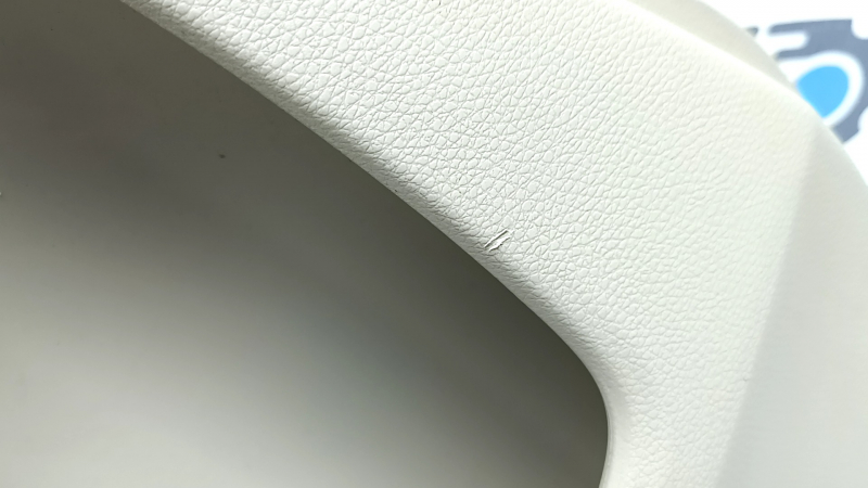 Rear left door panel for a 13-17 Honda Accord, beige, armrest and insert, beige leather, needs cleaning, scratches, whitened plastic