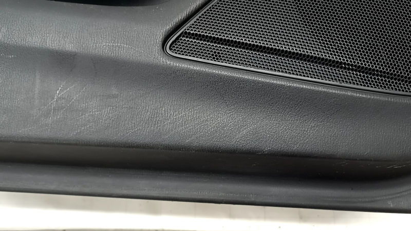 Mazda 6 18-21 front left door trim, black, armrest and insert, black leather, gray molding with chrome, worn