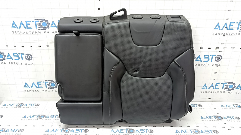 Left rear seat backrest for Jeep Cherokee KL 19 - black leather, with armrest, perforation, dented, dents on the back, broken trim