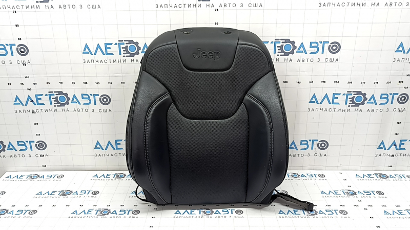 Jeep Cherokee KL 19-23 passenger seat back upholstery, black leather, perforated, heated