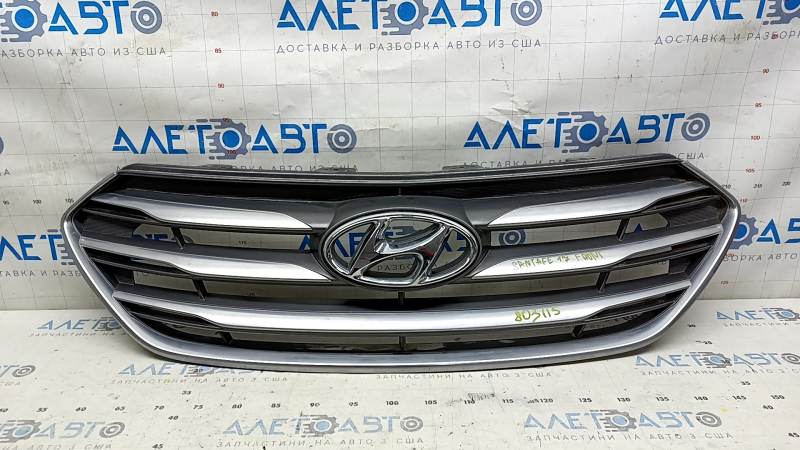 Radiator grill assembly for Hyundai Santa FE Sport 2017-2018, with emblem, without camera, chrome, sand