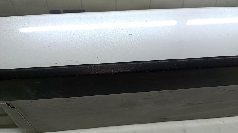 Left side sill for Mazda 3 19-24 with mudguard, Japan built, white, cracked mount, scratches, unsoldered mount