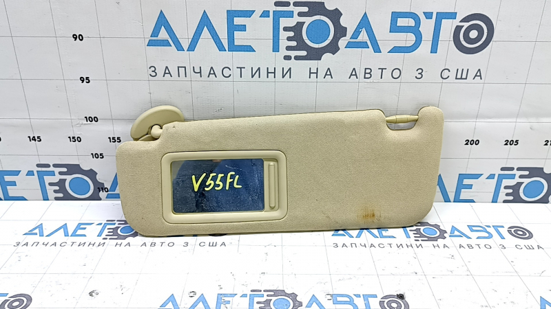 Left sun visor for Toyota Camry V55 15-17 USA, beige, without hook, dry cleanable