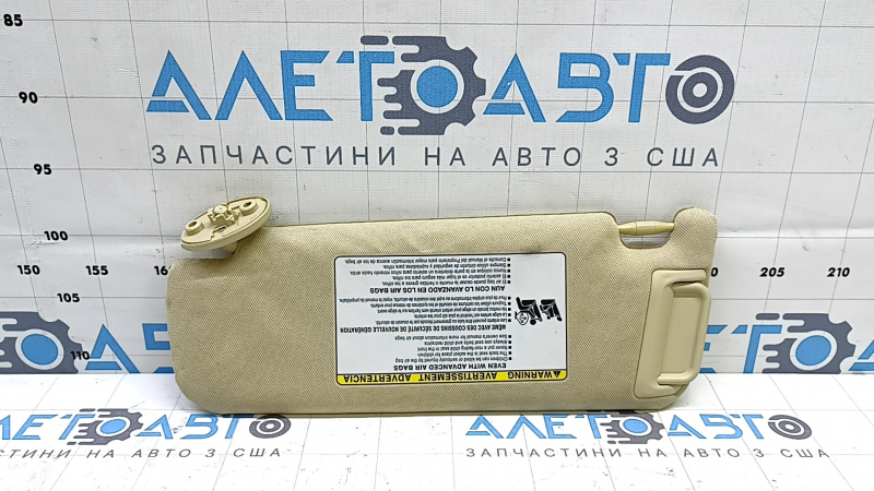Right sun visor for Toyota Camry V55 15-17 USA, beige, without hook, dry cleanable