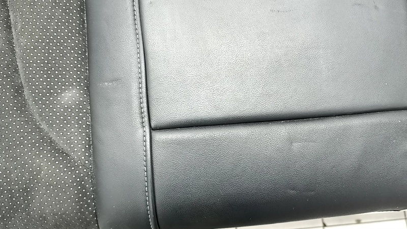 Right rear seat back with armrest, Audi A4 B8 13-16, black leather combined with Alcantara, gray stitching, perforation, S-Line, with seat belt, dented, scratched, worn