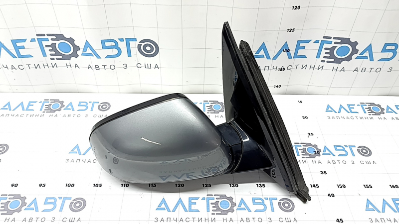 Right side mirror assembly for BMW X5 F15 14-18, glossy mount, 5 pins, turn signal, heated, auto-dimming, graphite