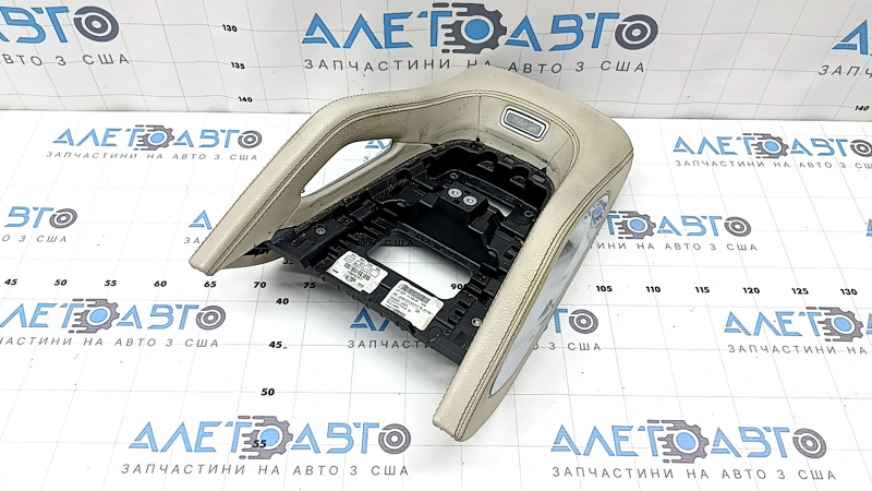 Upper center console trim for Mercedes W167 GLE 350 450 20-23, beige leather with chrome, backlit, worn, needs cleaning, scratches