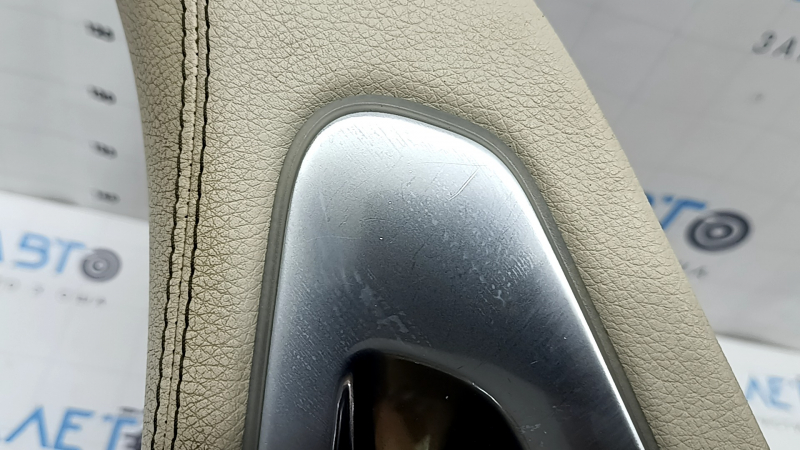 Upper center console trim for Mercedes W167 GLE 350 450 20-23, beige leather with chrome, backlit, worn, needs cleaning, scratches