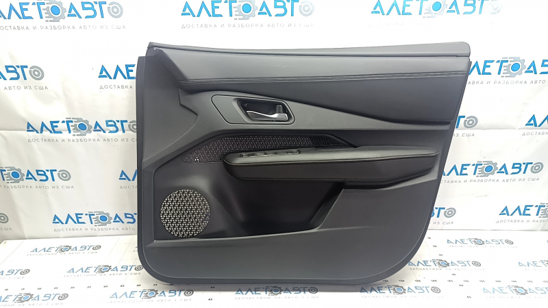 Front right door panel for Nissan Ariya 23-25, black leather with backlight, black leather insert, black leather armrest
