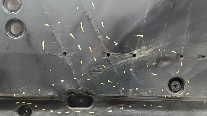 Front left underbody protection for Toyota Rav4 19-25 hybrid, USA built, tears, cracks, dents, scuffs