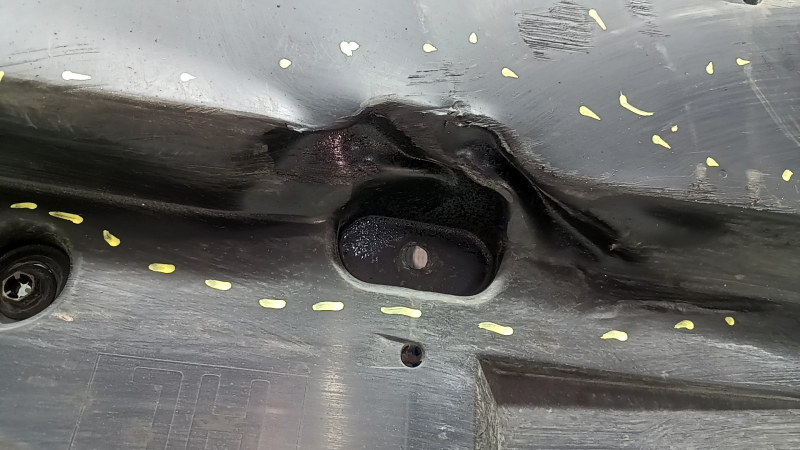 Front left underbody protection for Toyota Rav4 19-25 hybrid, USA built, tears, cracks, dents, scuffs