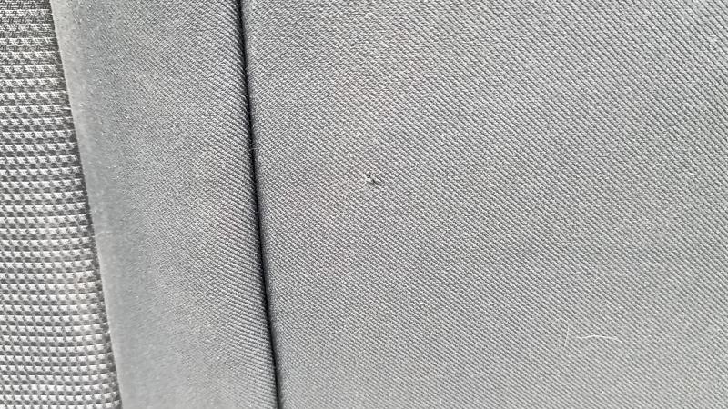 Rear seat, 2nd row, upper part, right, Toyota Rav4 19-25, cloth, black, hybrid, with belt, needs cleaning, scratch on plastic, dented