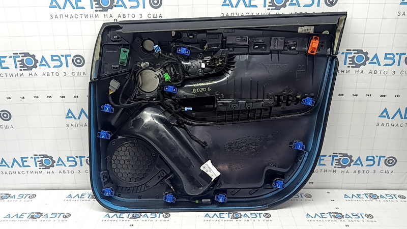 Volvo XC90 16-22 black leather front left door panel, black leather armrest and insert, birch molding, Bowers & Wilkins, with backlight, needs cleaning, scratches