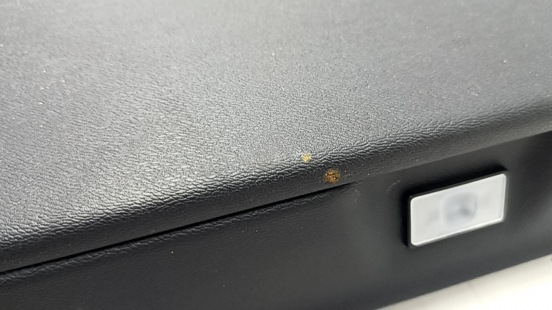 Volvo XC90 16-22 black leather front left door panel, black leather armrest and insert, birch molding, Bowers & Wilkins, with backlight, needs cleaning, scratches