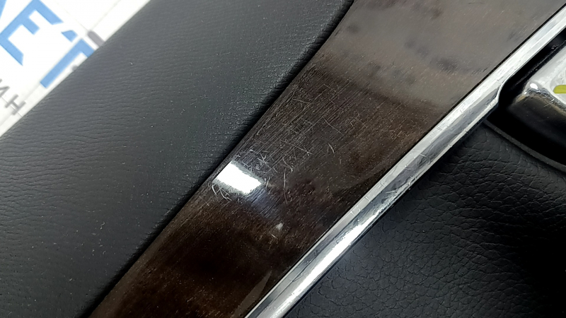 Volvo XC90 16-22 black leather front left door panel, black leather armrest and insert, birch molding, Bowers & Wilkins, with backlight, needs cleaning, scratches