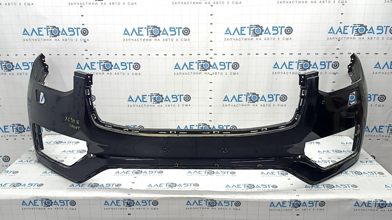 Front bumper, bare, Volvo XC90 16-19, for headlight washers without park assist, black, scratches, dents, fake, non-factory holes