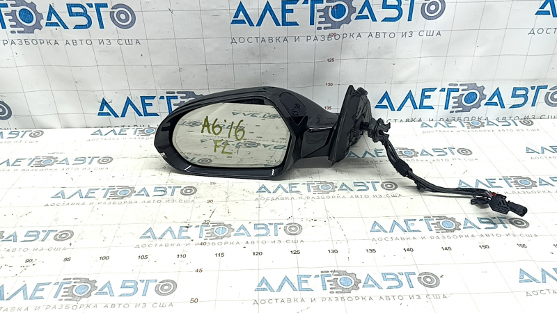 Left side mirror assembly for Audi A6 C7 12-18, 14+5+2 pins, for auto storage, with camera, BSM, turn signal, auto-dimming, graphite, scratches