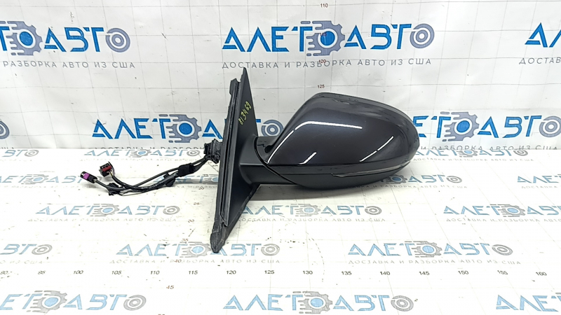 Left side mirror assembly for Audi A6 C7 12-18, 14+5+2 pins, for auto storage, with camera, BSM, turn signal, auto-dimming, graphite, scratches