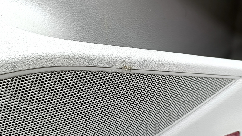 Door trim, rear right card, VW Passat b8 16-19 USA, gray, armrest, gray leather, molding under dark wood, dry-cleanable, scratches