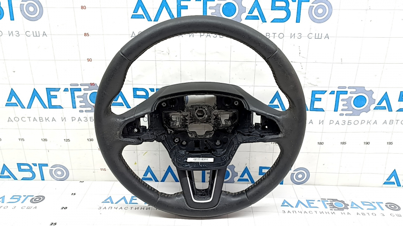 Ford Ecosport 18-20 black leather steering wheel, no buttons, scratches, needs cleaning, swollen lining