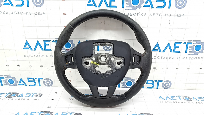Ford Ecosport 18-20 black leather steering wheel, no buttons, scratches, needs cleaning, swollen lining